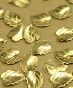 8 pc. Tiny Raw Brass Folded Leaves: 10mm by 8mm - made in USA | RB-432