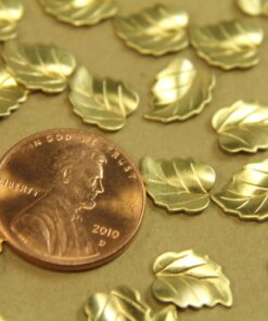 8 pc. Tiny Raw Brass Folded Leaves: 10mm by 8mm - made in USA | RB-432