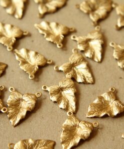3 pc. Raw Brass Ivy Leaf Connectors: 14mm by 17mm - made in USA | RB-572