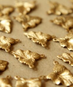 3 pc. Raw Brass Ivy Leaf Connectors: 14mm by 17mm - made in USA | RB-572