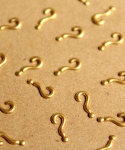 30 pc. Tiny Raw Brass Question Mark Stampings: 8.5mm by 4mm - made in USA | RB-906