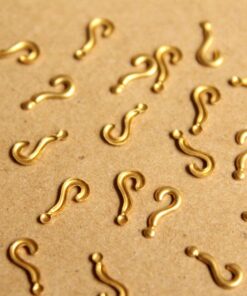 30 pc. Tiny Raw Brass Question Mark Stampings: 8.5mm by 4mm - made in USA | RB-906