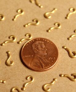 30 pc. Tiny Raw Brass Question Mark Stampings: 8.5mm by 4mm - made in USA | RB-906