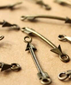 6 pc. Antique Bronze Bent Arrow Connectors, 43mm by 6mm | MIS-093