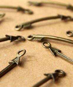 6 pc. Antique Bronze Bent Arrow Connectors, 43mm by 6mm | MIS-093