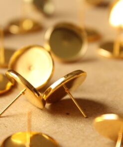 20 pc. 14mm Ear Post Blank Cabochon Setting Gold | FI-347