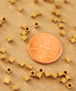 100 pc. Raw Brass Cube Spacer Beads, 2.5mm by 2.5mm | FI-456
