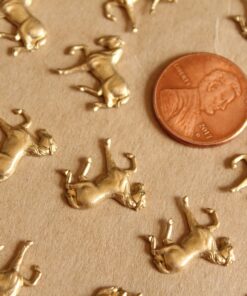 2 pc. Raw Brass Small Trotting Horse Stampings: 15mm by 14.5mm - made in USA | RB-1109