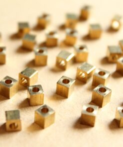 50 pc. Raw Brass Cube Spacer Beads, 4mm by 4mm | FI-474