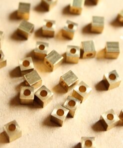 50 pc. Raw Brass Cube Spacer Beads, 4mm by 4mm | FI-474