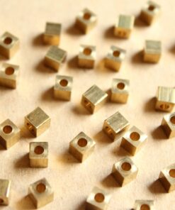 50 pc. Raw Brass Cube Spacer Beads, 4mm by 4mm | FI-474