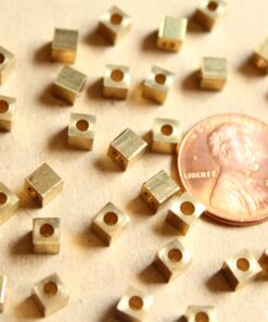 50 pc. Raw Brass Cube Spacer Beads, 4mm by 4mm | FI-474