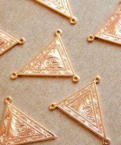 1 pc. Rose Gold Plated Brass Art Nouveau Triangle 3-hole Connectors: 24mm by 26mm - made in USA | ROS-117
