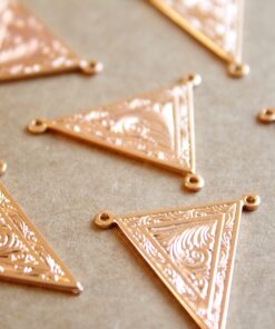 1 pc. Rose Gold Plated Brass Art Nouveau Triangle 3-hole Connectors: 24mm by 26mm - made in USA | ROS-117