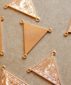 1 pc. Rose Gold Plated Brass Art Nouveau Triangle 3-hole Connectors: 24mm by 26mm - made in USA | ROS-117