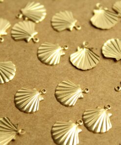 20 pc. Small Raw Brass Seashells: 12.5mm by 11.5mm - made in USA | RB-1227