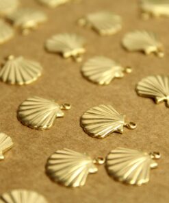 20 pc. Small Raw Brass Seashells: 12.5mm by 11.5mm - made in USA | RB-1227