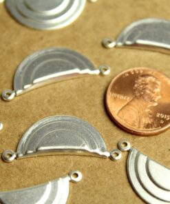 3 pc. Silver Plated Brass Geometric Layered Half Circle Charms: 27mm by 10mm - made in USA | SI-284