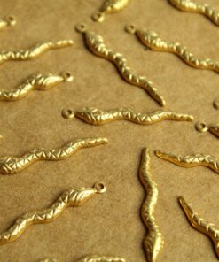 20 pc. Raw Brass Snake Charms: 28mm by 4mm - made in USA | RB-1282