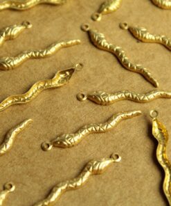 20 pc. Raw Brass Snake Charms: 28mm by 4mm - made in USA | RB-1282