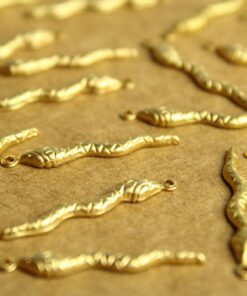 20 pc. Raw Brass Snake Charms: 28mm by 4mm - made in USA | RB-1282