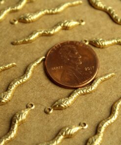 20 pc. Raw Brass Snake Charms: 28mm by 4mm - made in USA | RB-1282