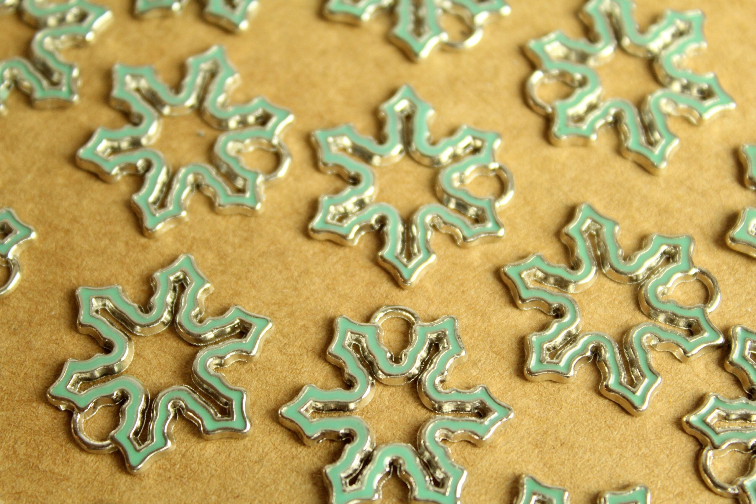 8 pc. Enameled Pale Blue and Silver Snowflake Charms, 25mm by 23mm | MIS-027*