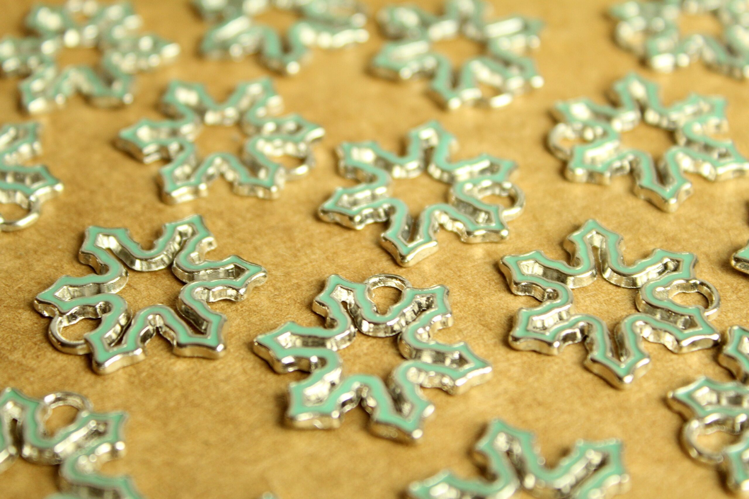 8 pc. Enameled Pale Blue and Silver Snowflake Charms, 25mm by 23mm | MIS-027*