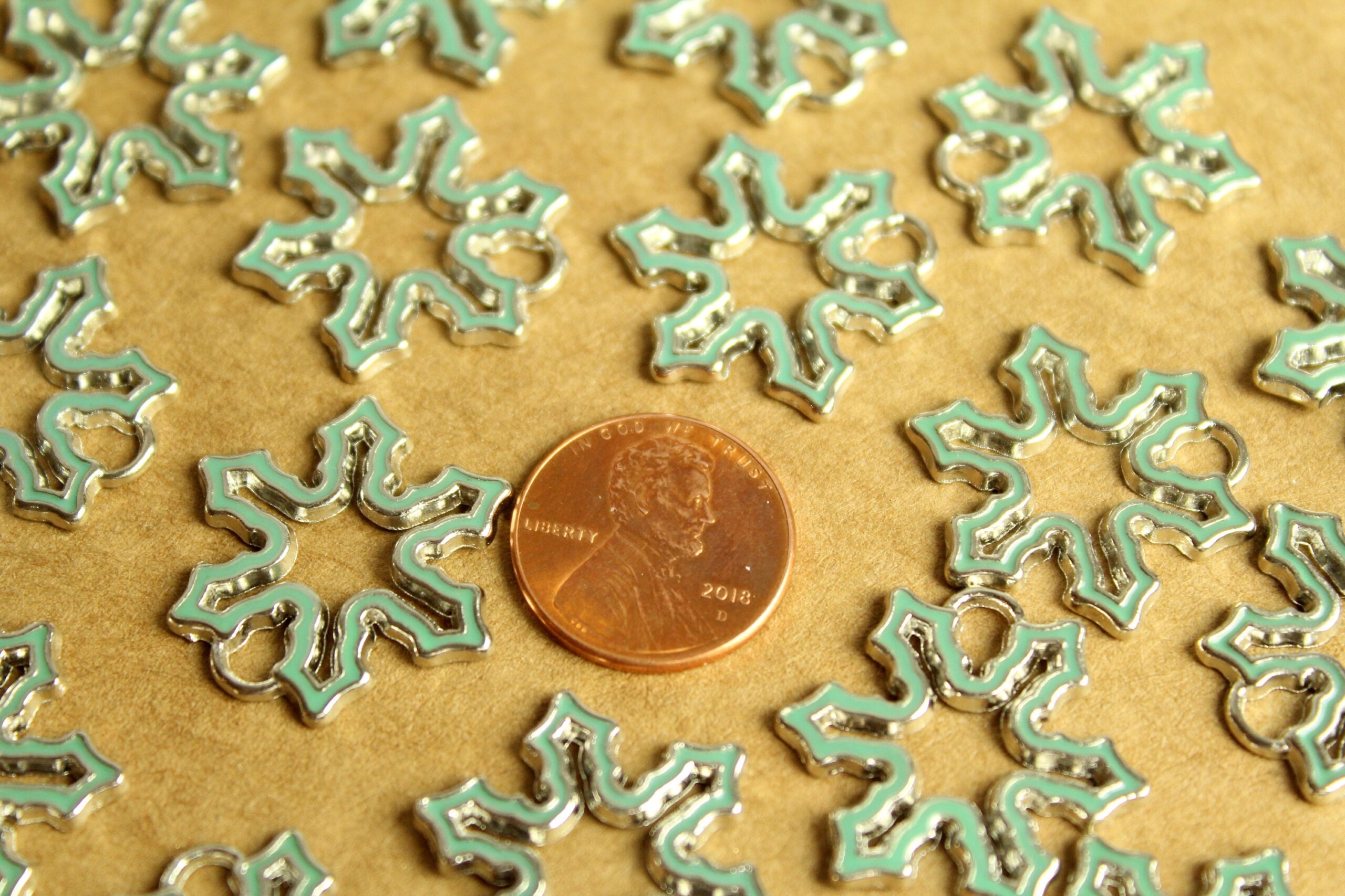 8 pc. Enameled Pale Blue and Silver Snowflake Charms, 25mm by 23mm | MIS-027*