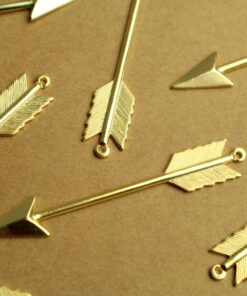 1 pc. Long Gold Plated Brass Arrow Charms: 62mm by 10mm - made in USA | GLD-128