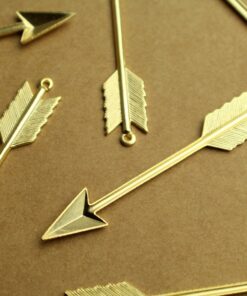 1 pc. Long Gold Plated Brass Arrow Charms: 62mm by 10mm - made in USA | GLD-128