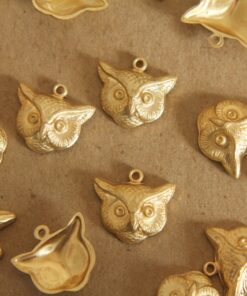 2 pc. Raw Brass Owl Heads: 16mm by 15mm - made in USA | RB-117
