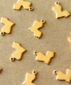 6 pc. Gold Plated Brass Louisiana State Charms / Blanks: 11mm by 12mm - made in USA | GLD-120*