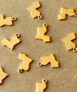 6 pc. Gold Plated Brass Louisiana State Charms / Blanks: 11mm by 12mm - made in USA | GLD-120*