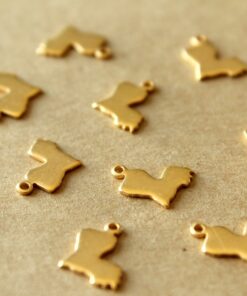 6 pc. Gold Plated Brass Louisiana State Charms / Blanks: 11mm by 12mm - made in USA | GLD-120*