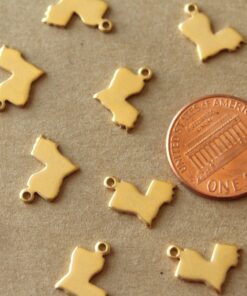 6 pc. Gold Plated Brass Louisiana State Charms / Blanks: 11mm by 12mm - made in USA | GLD-120*