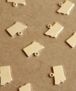 6 pc. Silver Plated Brass Montana State Charms / Blanks: 11.5mm by 9mm - made in USA | SI-124