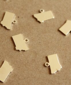 6 pc. Silver Plated Brass Montana State Charms / Blanks: 11.5mm by 9mm - made in USA | SI-124