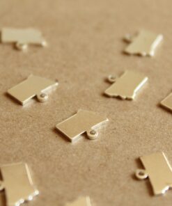 6 pc. Silver Plated Brass Montana State Charms / Blanks: 11.5mm by 9mm - made in USA | SI-124