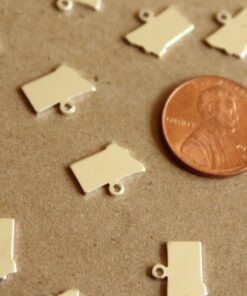 6 pc. Silver Plated Brass Montana State Charms / Blanks: 11.5mm by 9mm - made in USA | SI-124