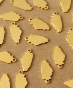 6 pc. Gold Plated Brass Illinois State Charms / Blanks: 7.5mm by 15mm - made in USA | GLD-203