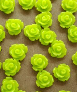 30 pc. Glossy Chartreuse Rose Cabochon 10mm | RES-379