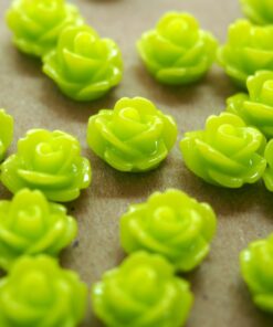 30 pc. Glossy Chartreuse Rose Cabochon 10mm | RES-379
