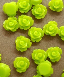30 pc. Glossy Chartreuse Rose Cabochon 10mm | RES-379