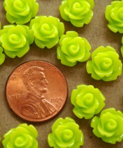30 pc. Glossy Chartreuse Rose Cabochon 10mm | RES-379