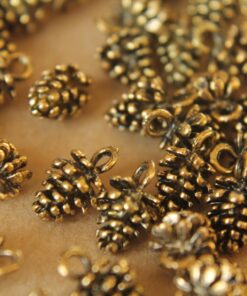 50 pc. Antique Gold Pine Cone Charms, 9mm x 14mm | MIS-372