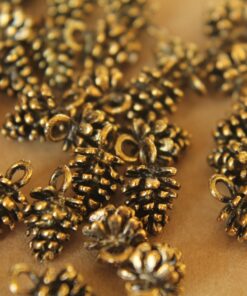 50 pc. Antique Gold Pine Cone Charms, 9mm x 14mm | MIS-372