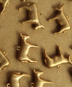 3 pc. Raw Brass 3D Donkey Charms: 22mm by 20mm - made in USA | RB-1262
