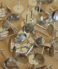 100 pc. Stainless steel earring posts, 8mm pad | FI-097