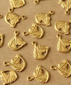 20 pc. Tiny Raw Brass Horse Head Charms: 13mm by 11mm - made in USA | RB-1397